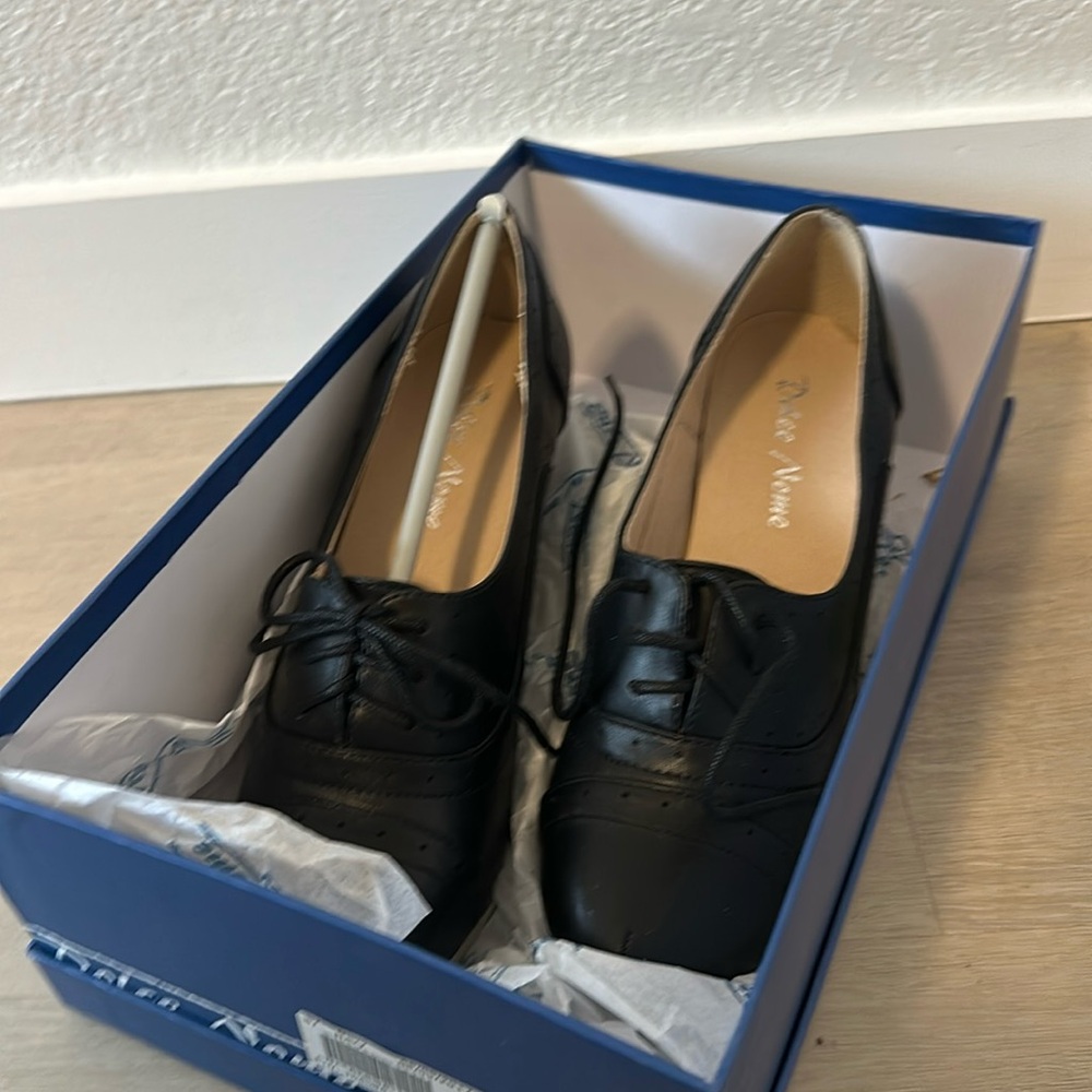 NIB dolce Nome Abbi Loafer Heels Black Sz 37 6 6.5